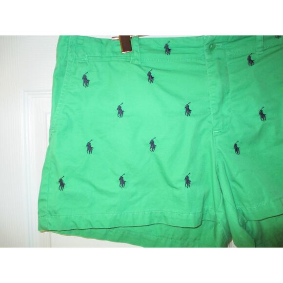 Ralph Lauren Sport Women Shorts Green with Navy Logo size 14 EUC - Picture 2 of 6
